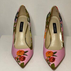 NINE WEST PINK FLORAL HEELS